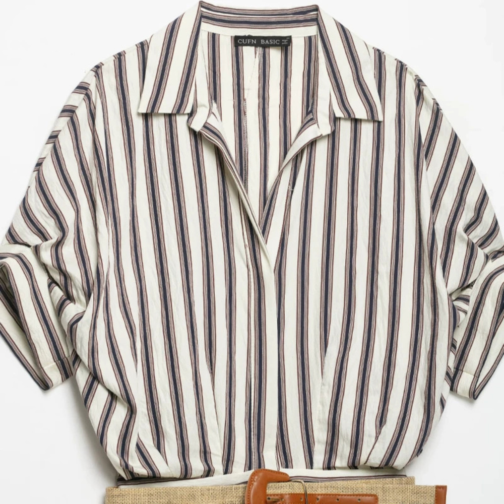 ZARA Casual Striped Print Button Front Shirt Dress